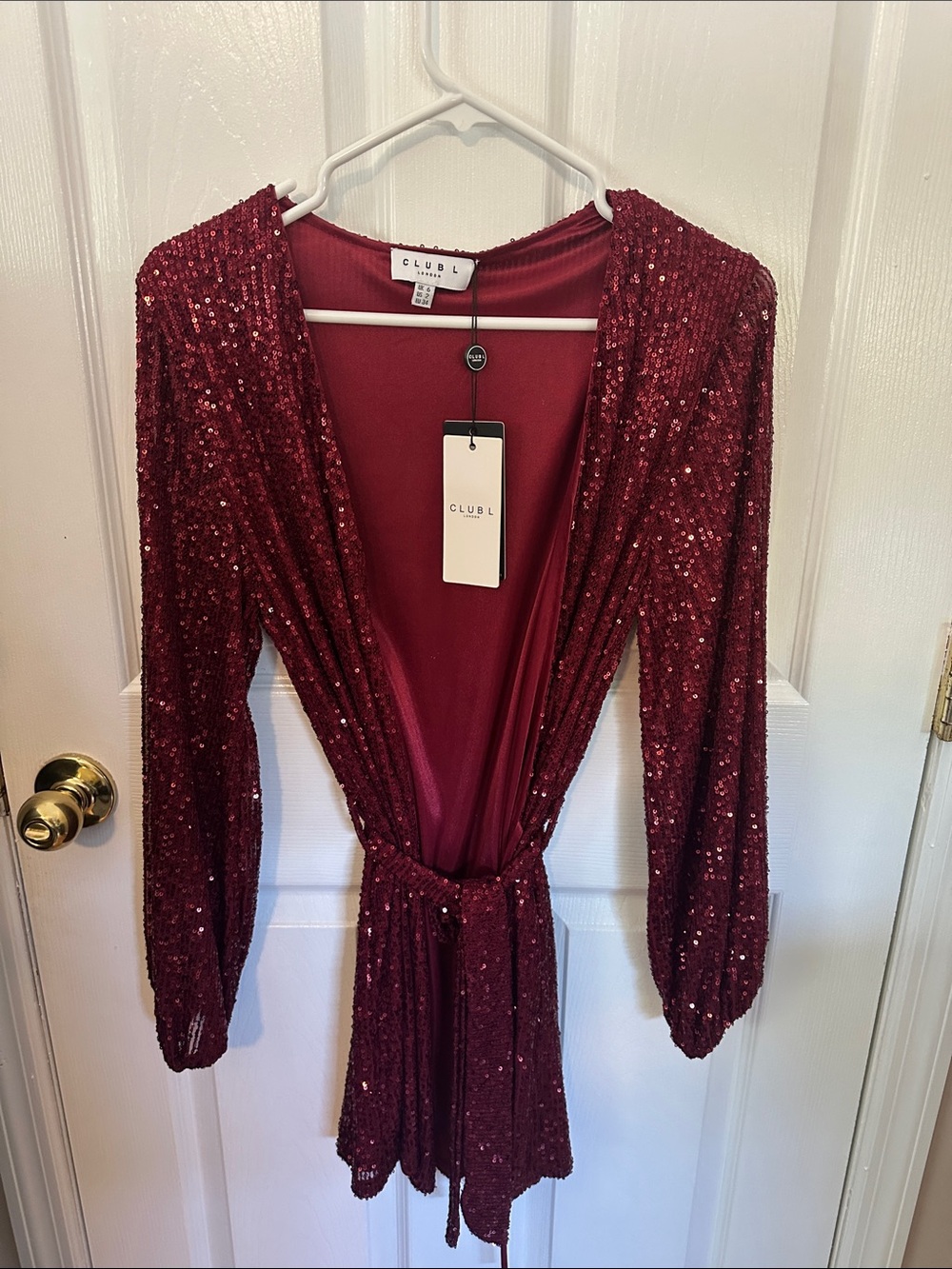 Club L London Berry Sequin Mini Dress